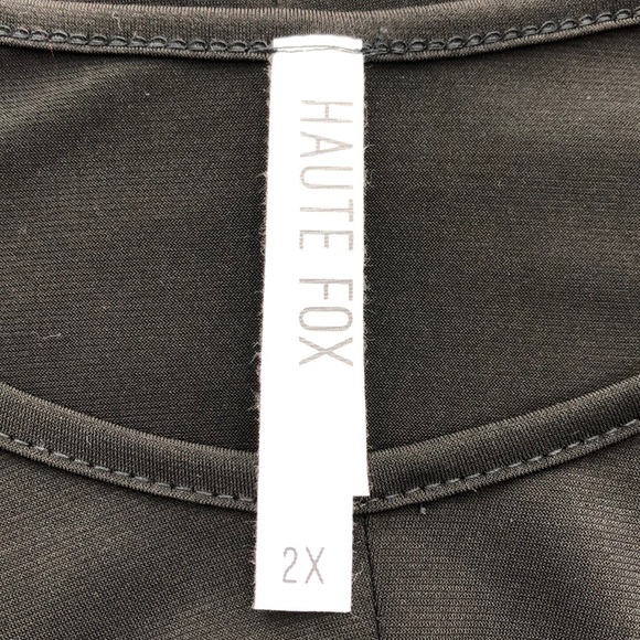 Haute Fox Black Faux Wrap Front Body Con Dress - Picture 8 of 9